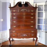 F31. Mahogany highboy. 81”h x 39”w x 21”d - $495 